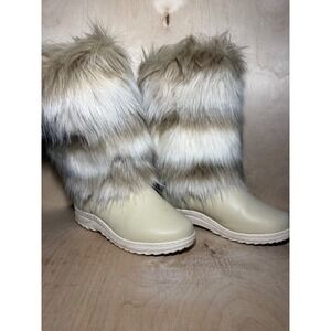MNPYHT Women Cream Beige Faux Fur Yeti Winter Boots Size 36 Après Ski